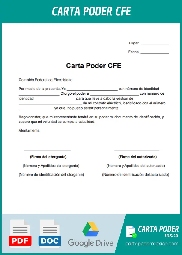 modelo de carta poder cfe ejemplo