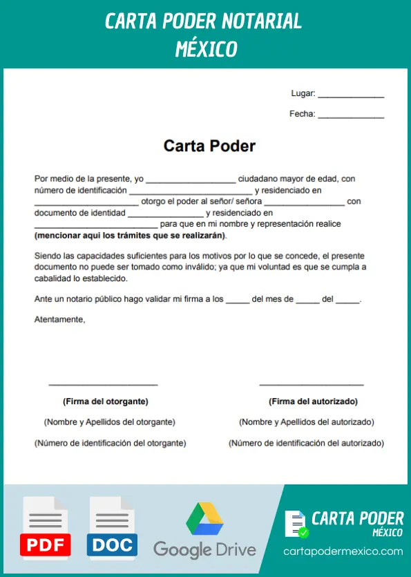 modelo de carta poder notarial mexico para imprimir