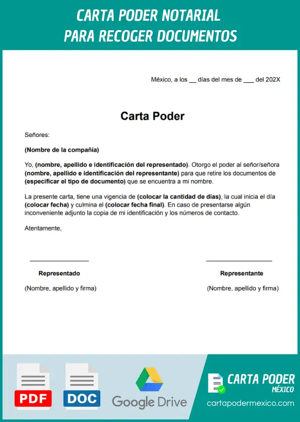 modelo de carta poder notarial para recoger documentos ejemplo