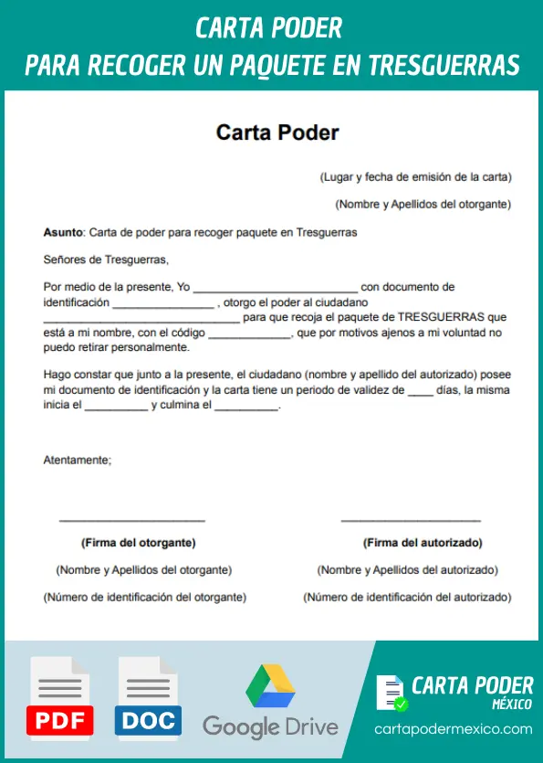 modelo de carta poder para recoger paquete en tresguerras ejemplo