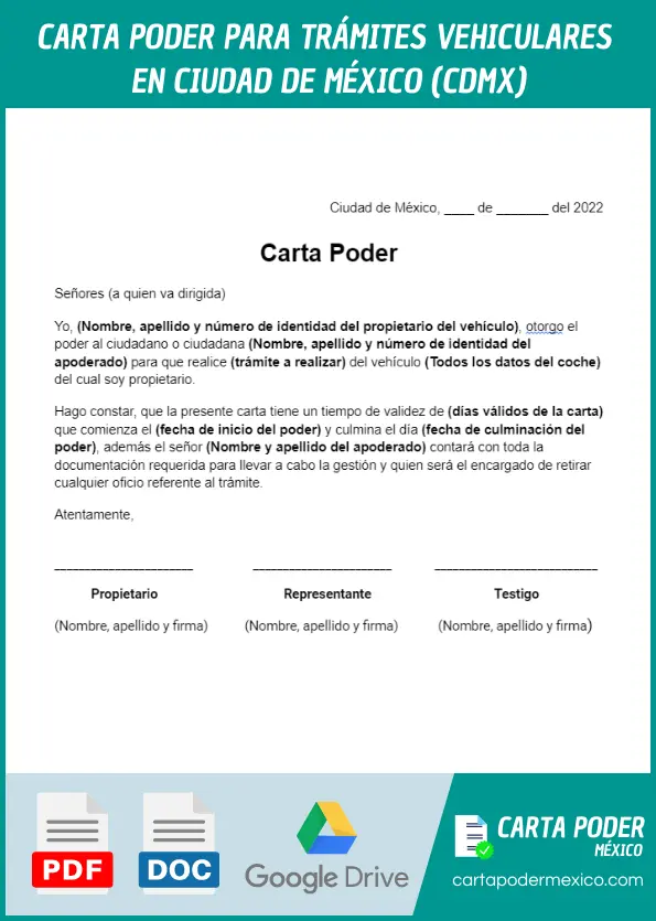 ejemplo de carta poder para tramites vehiculares en cdmx