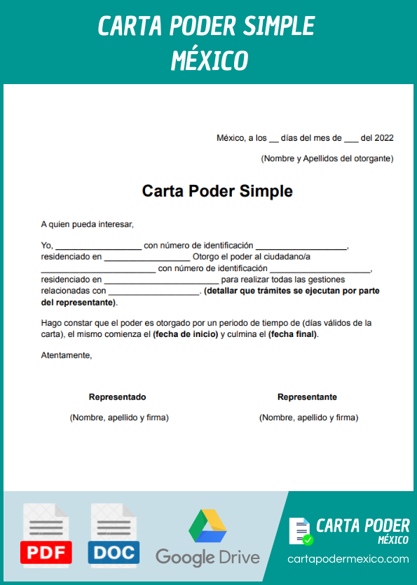 ejemplo de carta poder simple