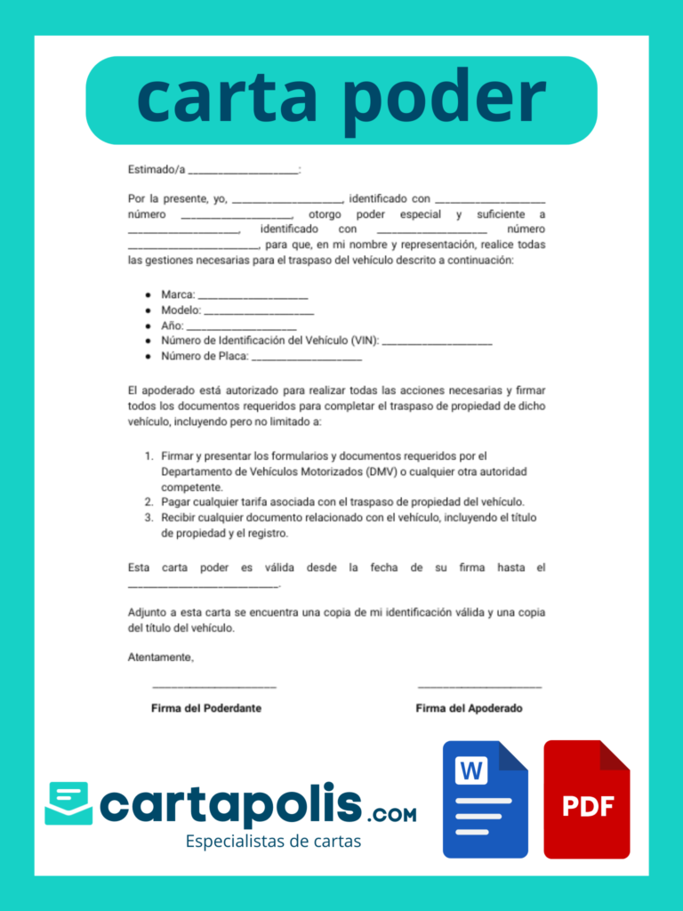 modelo de carta poder en word