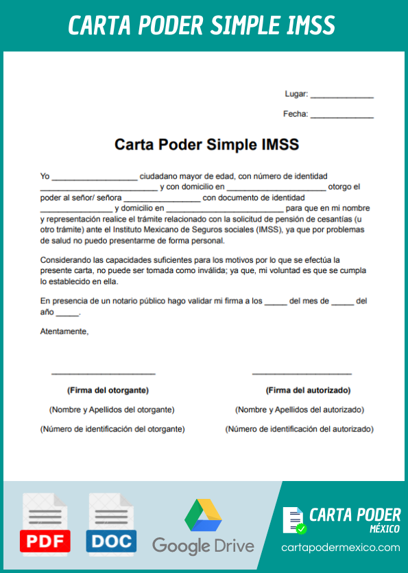 ejemplo de carta poder simple imss