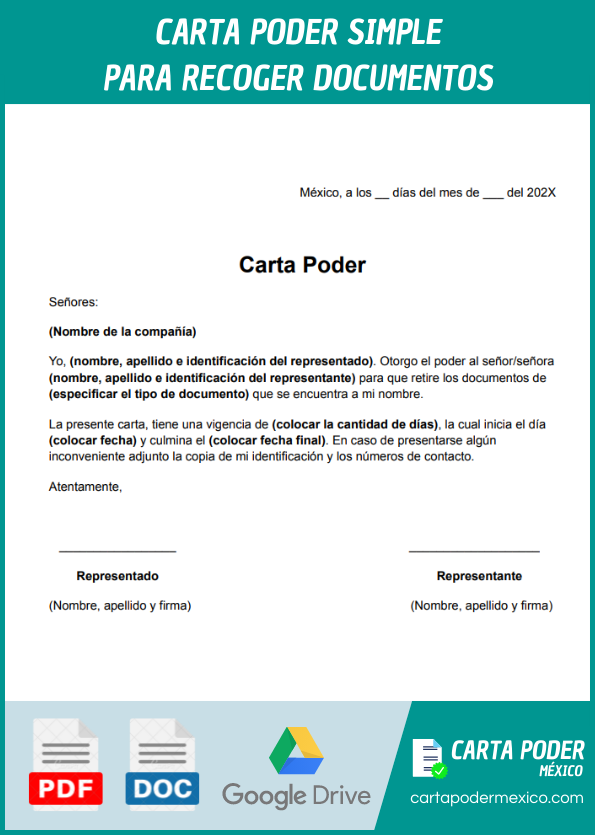 ejemplo de carta poder simple para recoger documentos